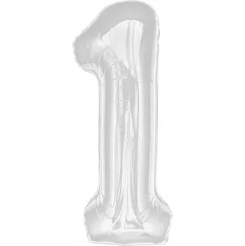 Balónek BALÓNEK ČÍSLICE 1 stříbrný 100 cm k prvním narozeninám DEKORACE XXL hélium