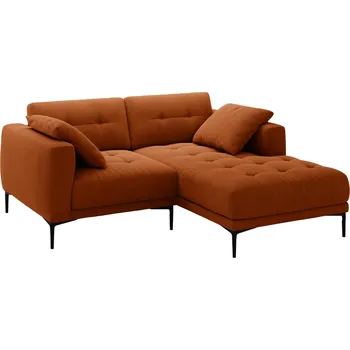 Pohovka Micadoni Terakotově oranžová sametová rohová pohovka Bemy 205 cm, pravá