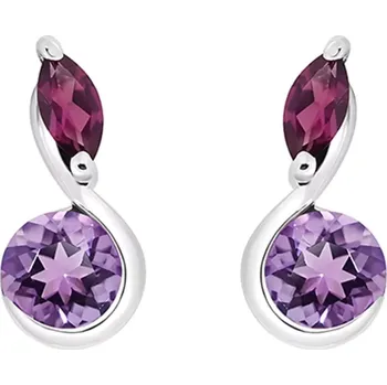 Náušnice Amila S Ametyst - stříbrné náušnice s ametystem a rhodolitem