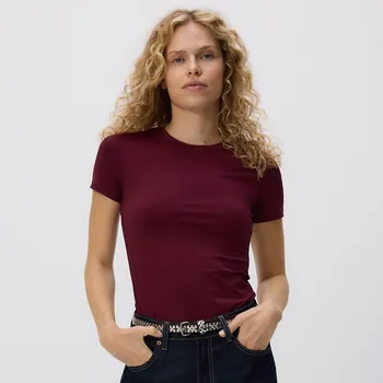 Dámské tričko Reserved - Hladké tričko regular fit - hnědá - 543GA-83X - 543GA-83X-XL