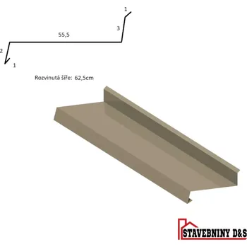 Střešní lemovaní Oplechování římsy, rš: 625mm délka 2m (Oplechování zdi)