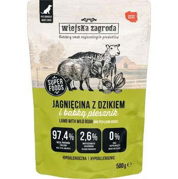 Krmivo pro psa Wiejska Zagroda Jagnięcina z Dzikiem 500g vlhké krmivo pro psy sáček
