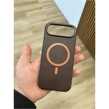 Pouzdro na mobilní telefon Gentleman Mag Cover iPhone Air – hnědý kryt (Gentleman Mag Cover pouzdro pro Apple iPhone Air – hnědý obal z ekokůže s MagSafe a ochranou fotoaparátu)