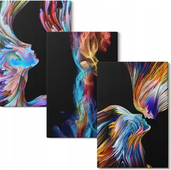 Obraz Obraz Na Plátně Sada Barevné tváře abstrakce 3x 20x30 cm
