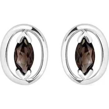 Náušnice Ivica S Smoky Quartz - stříbrné náušnice s quartzem