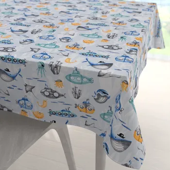 ubrus Dětský bavlněný čtvercový ubrus Sandra SA-673 Podmořský svět modrý 40x40 cm