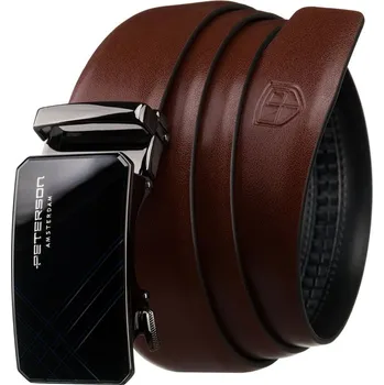 Opasek Hnědý pánský opasek z pravé kůže s automatickou sponou - Peterson (85)