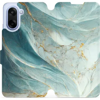 Pouzdro na mobilní telefon Flipové pouzdro Mobiwear - OnePlus Nord CE5 - VP34S Zelenkavý a zlatavý mramor (Knížkové flip pouzdro, obal, kryt na mobil OnePlus Nord CE 5 - VP34S Zelenkavý a zlatavý mramor, materiál Umělá kůže + TPU - ochrana 360°, stojánek, silikonová vanička,)