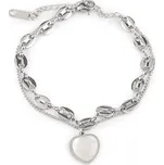 Náramek z nerezové oceli dvojitý, srdce - 1 ks - stříbrná