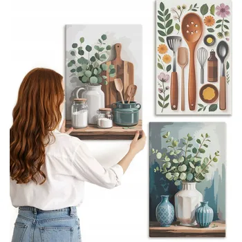 Obraz Sada obrazů do ložnice, kuchyně s rostlinnými motivy, 3x 40x60 cm