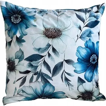 Povlak na dekorativní polštářek Oboustranný Dekorační Povlak na Polštář Příroda Modré Květiny 40x40 cm
