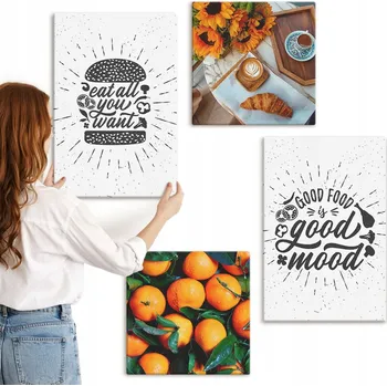 Obraz Sada obrazů na plátně do kuchyně – šťavnaté pomeranče, 4 kusy