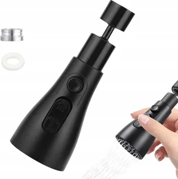 Vodovodní baterie KUCHYŇSKÁ BATERIE S NÁSTAVCEM / PRODLUŽOVACÍ KONCOVKA NA KOHOUTEK, 3 REŽIMY, ADAPTÉR, PERLÁTOR