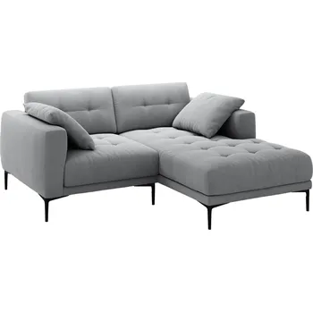 Pohovka Micadoni Šedá sametová rohová pohovka Bemy 205 cm, pravá