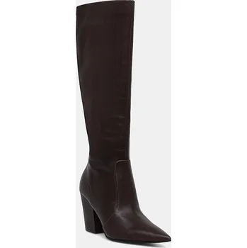Dámské kozačky Kožené kozačky Guess NARIEL dámské, hnědá barva, na podpatku, FLFNRL LEA11 FLFNRL.LEA11.BROWN 88X, EUR 36