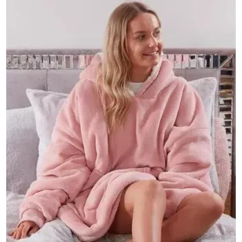 VERK Deka s rukávy a kapucí Huggle Hoodie růžová