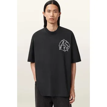 Pánské tričko Bavlněné tričko AllSaints ANATOMICA pánské, černá barva, s potiskem, M046PD 99X, vel. XS