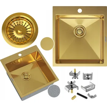 Nerezový dřez Nerezový dřez 45x50 cm ZLATÝ jednokomorový Silvo bez odkapávače sifon