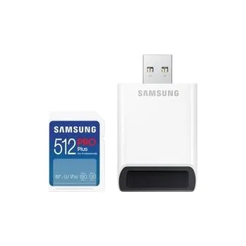Ukládání dat Samsung paměťová karta 512GB PRO Plus micro SDXC CL10 U3 (č/z: až 180/až 130MB/s) + USB adaptér