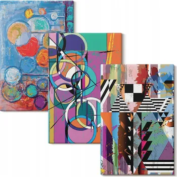 Obraz Sada obrazů na plátně Barevné abstrakce kruhy geometrie 3x 20x30 cm