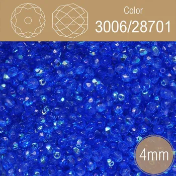 Korálek Korálky BROUŠENÉ 4mm. Barva 3006/28701. Modrá s pokovem AB . Balení 120Ks.