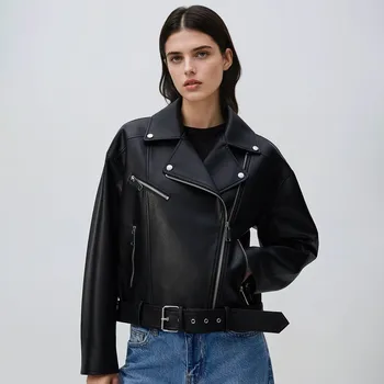 Reserved - Bunda křivák s páskem - černý - UA656-99X - UA656-99X-S