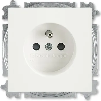 Elektrická zásuvka ABB Zásuvka jednonásobná s ochr. kolíkem, s clonkami, bezšroub. svorky, mechová bílá (Future linear, Busch axcent)