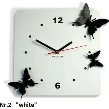 Hodiny Červené 3D nástěnné hodiny s motýly Bílá