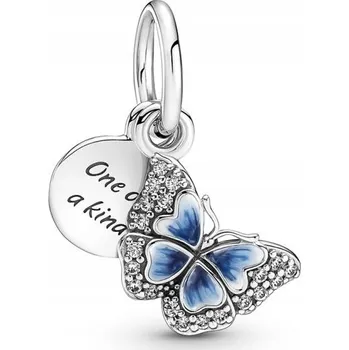 Přívěsek Dvojitý přívěsek s modrým motýlem a citátem