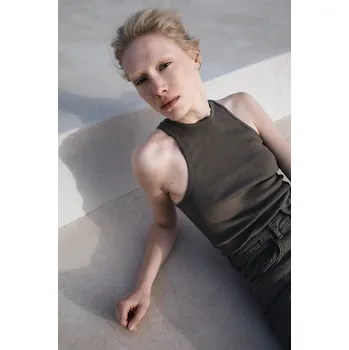 Bavlněný top MUUV. PRESSE koszulka.PRESSE hnědá 88X, vel. XS