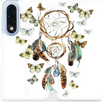 Pouzdro na mobilní telefon Flipové pouzdro Mobiwear - OnePlus Nord 5 - M001P Lapač a motýlci (Knížkové flip pouzdro, obal, kryt na mobil OnePlus Nord 5 - M001P Lapač a motýlci, materiál Umělá kůže + TPU - ochrana 360°, stojánek, silikonová vanička, magnetické zavírání)