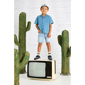 Chlapecké kraťasy Dětské riflové kraťasy Mayoral soft denim 3218.5B.Mini.PPYA modrá 50X, vel. 110