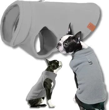 Obleček pro psa Fleeceová vesta pro psa WARMZY teplá zimní vesta s úchytem na vodítko, šedá, XL