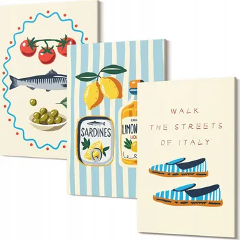 Obraz Triptych na plátně do předsíně Italské chutě životní styl obrazy 30x20 cm