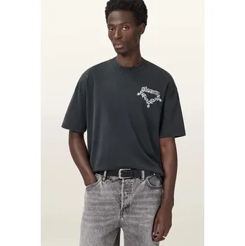 Pánské tričko Bavlněné tričko AllSaints DRIP pánské, černá barva, s potiskem, M005PD 99X, vel. XL