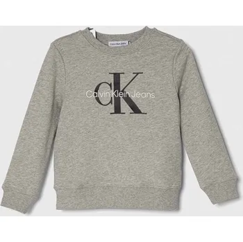 Chlapecká mikina Dětská bavlněná mikina Calvin Klein Jeans IU0IU00602.128.176.PPYH šedá 90X, vel. 128