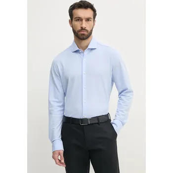 Pánská košile Bavlněná košile BOSS P-HANK-spread-243 modrá barva, slim, s italským límcem, 50527675 50X, vel. 43