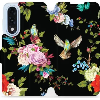 Pouzdro na mobilní telefon Flipové pouzdro Mobiwear - OnePlus Nord 5 - VD09S Ptáčci a květy (Knížkové flip pouzdro, obal, kryt na mobil OnePlus Nord 5 - VD09S Ptáčci a květy, materiál Umělá kůže + TPU - ochrana 360°, stojánek, silikonová vanička, magnetické zavírání)