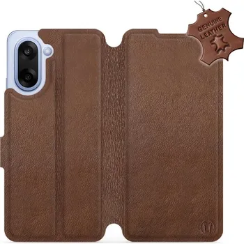 Pouzdro na mobilní telefon Kožené flip pouzdro Mobiwear - OnePlus Nord CE5 - Hnědé (Kožené knížkové pouzdro, obal, kryt na mobil OnePlus Nord CE 5, Hnědé, materiál Genuine Leather, ochrana 360°, stojánek, silikonová vanička, magnetické zavírání)