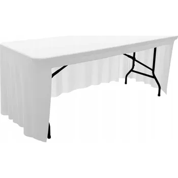 ubrus UBRUS na stůl banketový cateringový BÍLÝ SKIRTING volán 180x76 cm otevřený