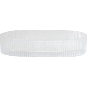 Zrcadlový oválný tác 35 cm, skleněný tác, černý podstavec pod svíčky