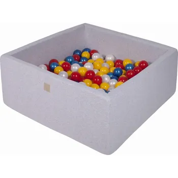Suchý bazén Čtvercový Suchý Bazén s 200 míčky 90x90x40cm Světle Šedý Cotton