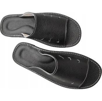 Dámská obuv Nazouváky z přírodní kůže Papuče Highlander Kožené černé Bačkory 46