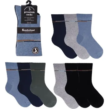 Dámské ponožky Pánské ponožky s kotníkovým vzorem, extra jemným lemem a řetízkovanou špicí / 3 pár Barva: zelená/tm.modrá/sv.modrá, Velikost: 43-46 (29-31)