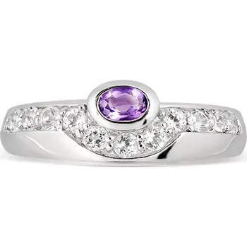 Prsten Balbina S Ametyst and White Topaz - prsten ze stříbra s ametystem a bílým topazem