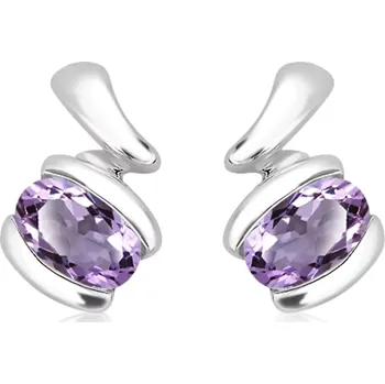 Náušnice Beda S Ametyst - stříbrné náušnice s ametystem