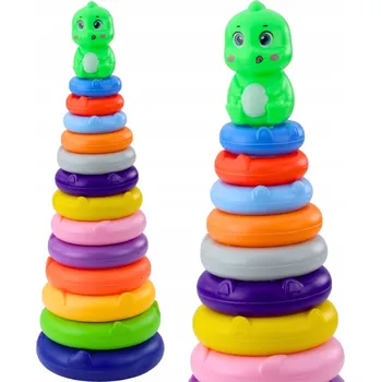 Hračka pro nejmenší Věž Pyramida Dinosaurus Barevná 13 Kroužků 45 x 15,5 x 15,5 cm