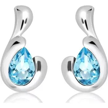 Náušnice Bibiana S Blue Topaz - stříbrné náušnice s modrým topazem