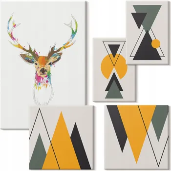 Obraz Sada uměleckých pláten Obraz Na Plátně Boho styl barevné motivy 5 kusů