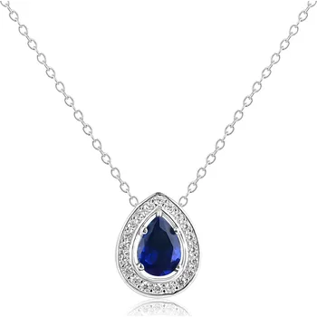 Náhrdelník Stříbrný náhrdelník s tmavě modrým kapkovitým zirkonem - Meucci SN155